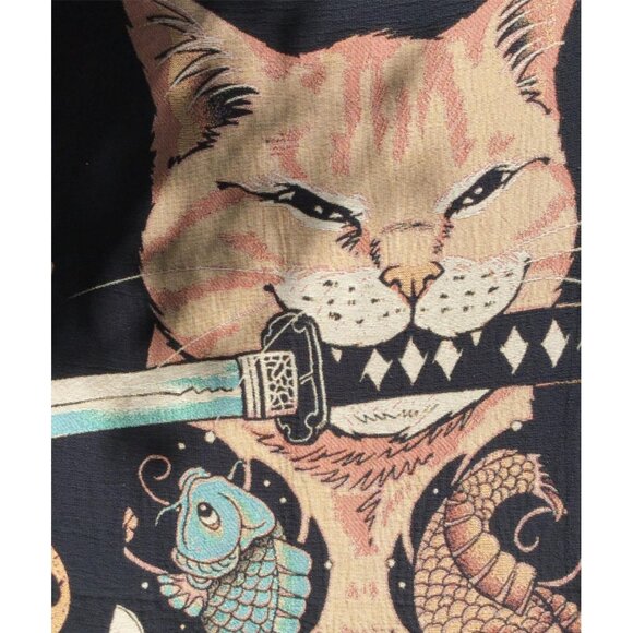 Vincent Trinidad Cat Knife Woven Blanket Tapestry Tattoo Katana Fish Japonism - Picture 2 of 10